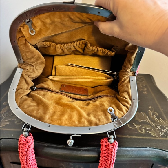 Patricia Nash Raffia Frame willow top papaya color retail $169 - Picture 7 of 11